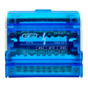 Шина нулевая в корпусе TTD 4х11N Энергия (синяя) - Электрика, НВА - Щитки и аксессуары для монтажа - Шины нулевые - Магазин электрооборудования Проф-Электрик
